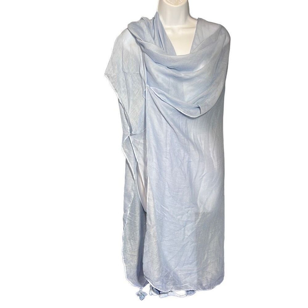 Women's Ruana Kimono Top Neck Wrap Cover Up Viscose Blend Powder Blue One Size